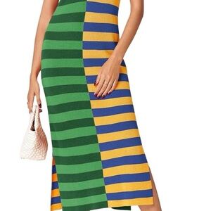 Striped Green and Yellow Women's Dressing